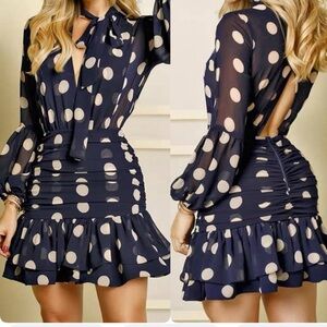 Long Sleeve  blue  and white Dress size s